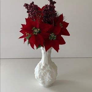 Original Doeskin White Vase w/ fake flowers